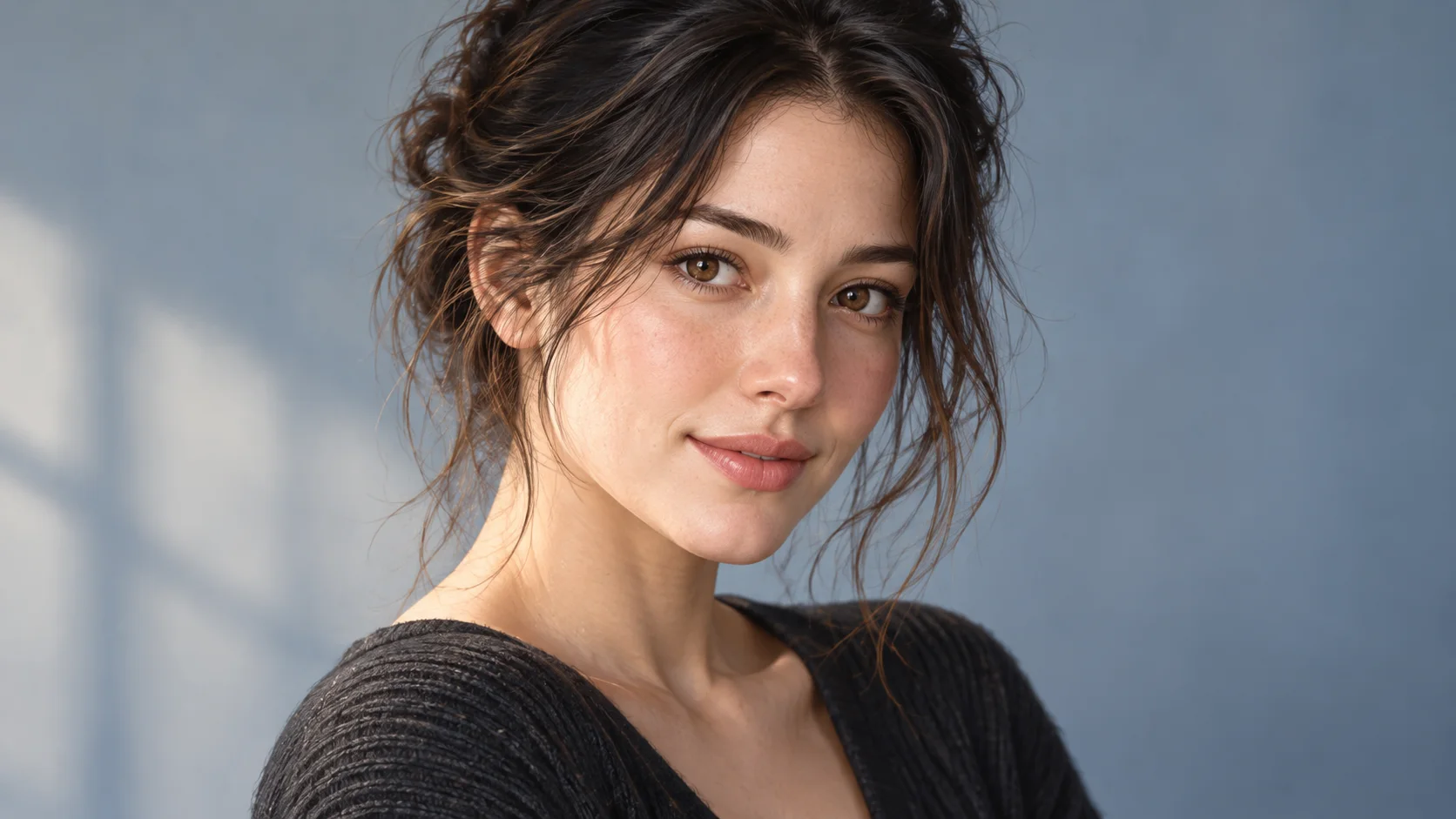 Original editorial example of a clear, well-lit portrait with visible eyes for an image-to-image reference